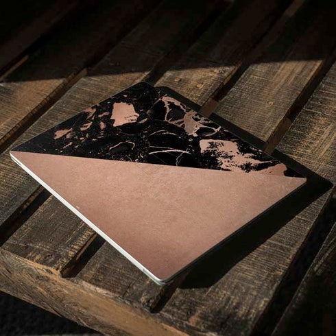 Black and Rose Gold Marble Split Surface Laptop 2 Skin